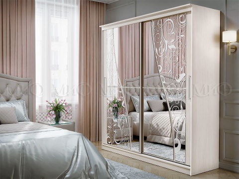 Шкаф-Купе Элвис-2 с Пескоструйным Рисунком (Ш-1500/1700/2000 × В-2200 х Г-650 мм)/Разные Цвета 