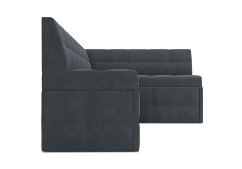 Кухонный угловой диван дельфин Атлантис велюр серо-синий