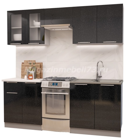 Кухонный Гарнитур Премиум Черный МДФ 1800мм