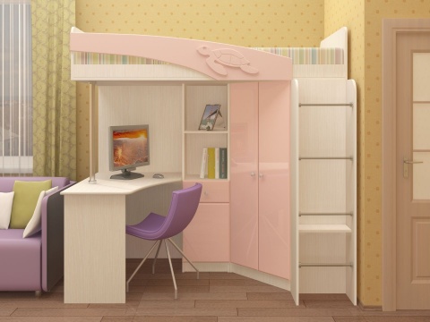 Детская Чердак Ириска МДФ Разные Цвета ( 2,03х1,95х1,2/спальное место 0,8х2,0)